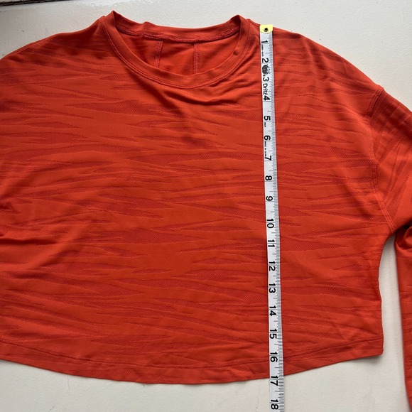 Lululemon **Muscle Love** Long Sleeve Shirt *Tiger Mesh Warm Coral Orange W3EVLS - Picture 7 of 13